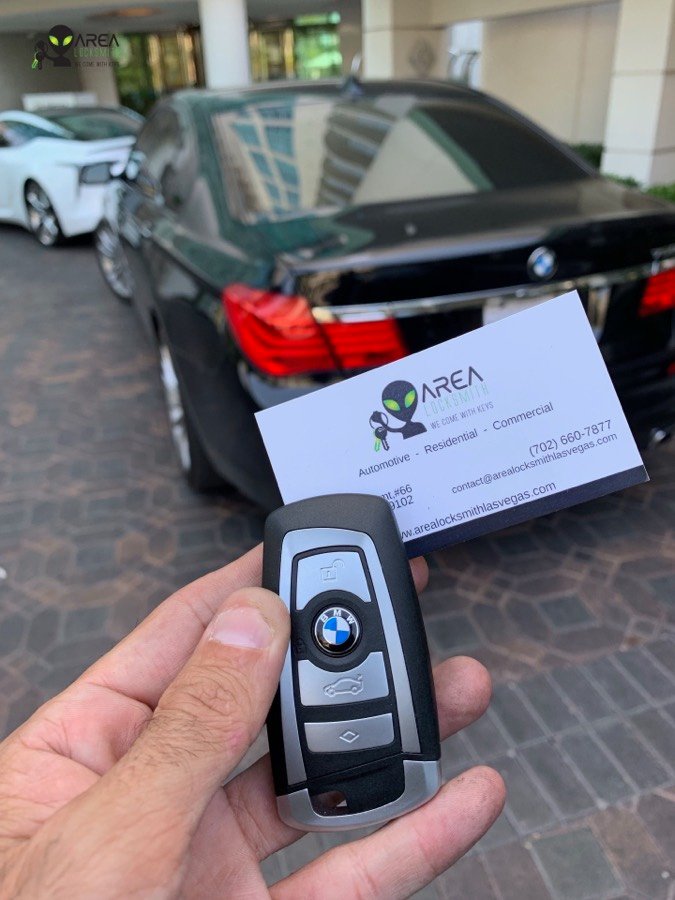BMW 740 key fob replacement made on site by Area Locksmith Las Vegas